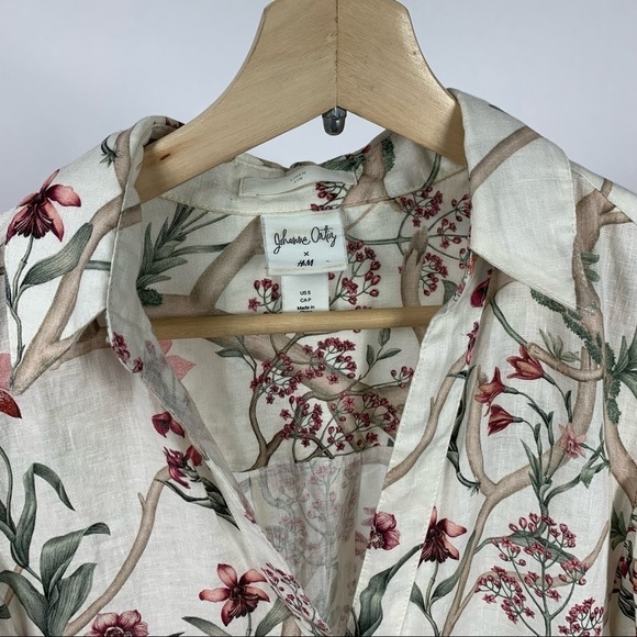 JOHANNA ORTIZ x H&M Linen Shirt Floral Print Dolman Sleeve Midi Dress - Picture 8 of 16